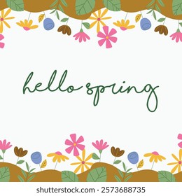 Flat spring celebration background. Hello spring greeting card