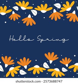 Flat spring celebration background. Hello spring greeting card