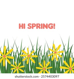 Flat spring celebration background. Welcome spring greeting card illustration