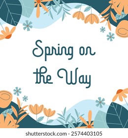 Flat spring celebration background. Welcome spring greeting card illustration