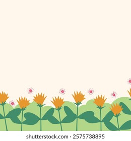 Flat spring flower greeting card background template. Spring background illustration