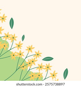 Flat spring flower greeting card background template. Spring background illustration