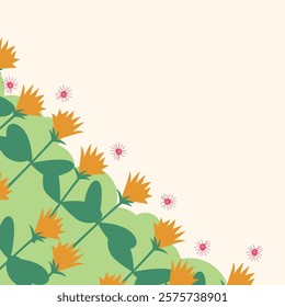 Flat spring flower greeting card background template. Spring background illustration