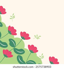 Flat spring flower greeting card background template. Spring background illustration