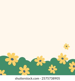 Flat spring flower greeting card background template. Spring background illustration