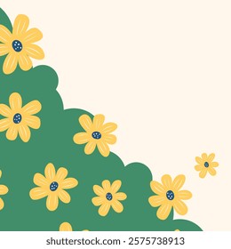 Flat spring flower greeting card background template. Spring background illustration