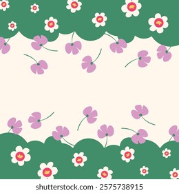 Flat spring flower greeting card background template. Spring background illustration