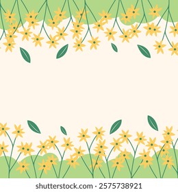 Flat spring flower greeting card background template. Spring background illustration