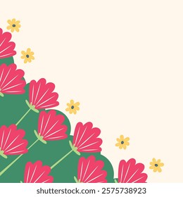 Flat spring flower greeting card background template. Spring background illustration