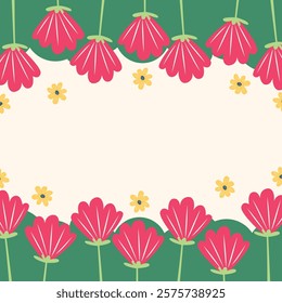 Flat spring flower greeting card background template. Spring background illustration