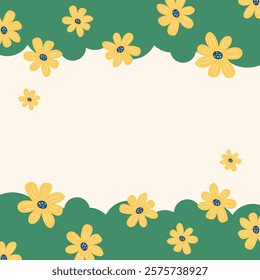 Flat spring flower greeting card background template. Spring background illustration