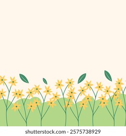 Flat spring flower greeting card background template. Spring background illustration