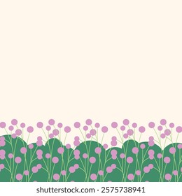 Flat spring flower greeting card background template. Spring background illustration