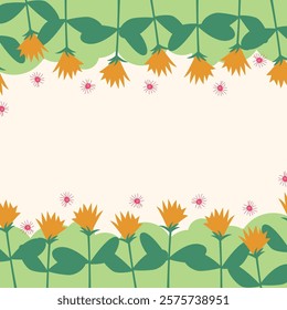 Flat spring flower greeting card background template. Spring background illustration