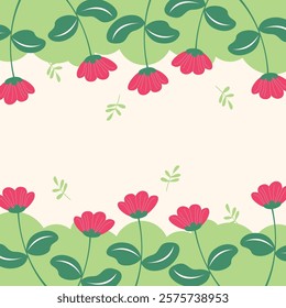 Flat spring flower greeting card background template. Spring background illustration