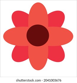 flat Spring flower icons in silhouette isolated on white. Cute retro illustrations in bright colors for stickers, labels, tags, scrapbooking.