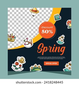 Plantilla de medios sociales para publicaciones de primavera plana