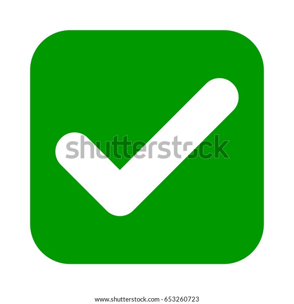 Flat Square Check Mark Green Icon Stock Vector (Royalty Free) 653260723