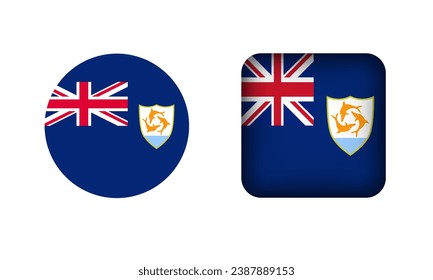Iconos de bandera de Anguila plana y circular
