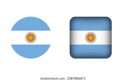 Flat Square and Circle Argentina Flag Icons