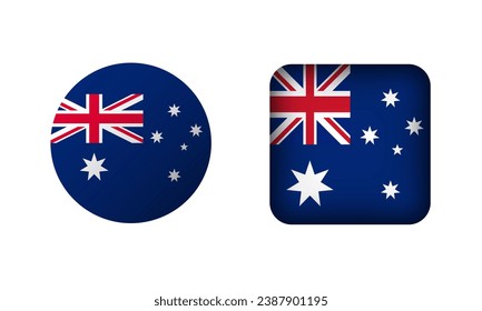 Flat Square and Circle Australia Flag Icons