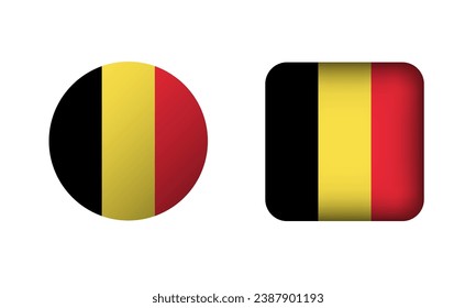 Flat Square and Circle Belgium Flag Icons