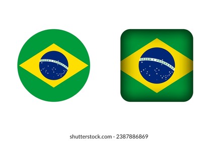 Plaza plana y Circle Iconos de bandera de Brasil