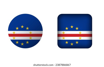 Flat Square and Circle Cape Verde Flag Icons