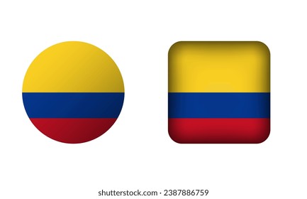 Flach Square und Circle Colombia National Flag Icons
