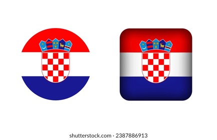 Flat Square and Circle Croatia Flag Icons