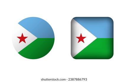 Flat Square and Circle Djibouti National Flag Icons svg
