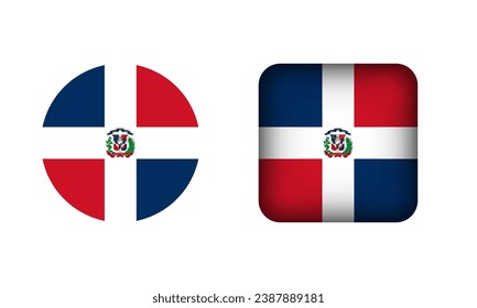 Flat Square and Circle Dominican Republic Flag Icons