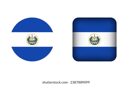 Flat Square and Circle El Salvador Flag Icons