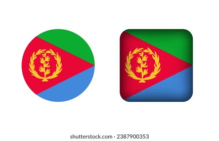 Flat Square and Circle Eritrea National Flag Icons