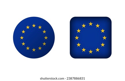 Flat Square and Circle European Union Flag Icons