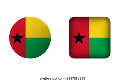 Flat Square and Circle Guinea Bissau Flag Icons