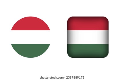 Flat Square and Circle Hungary Flag Icons