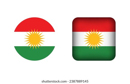 Plaza plana y Circle Iconos de la bandera del Kurdistán iraquí