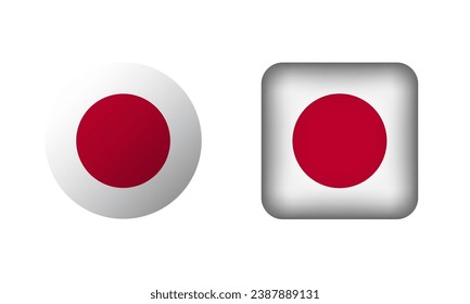 Flat Square and Circle Japan Flag Icons