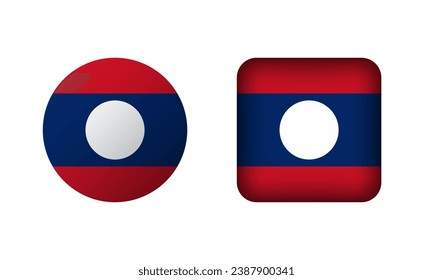 Iconos de bandera nacional de la Plaza plana y Circle Laos