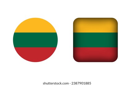 Flat Square and Circle Lithuania National Flag Icons