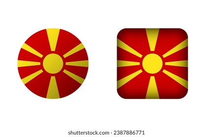Plaza plana y Circle Iconos de bandera nacional de Macedonia