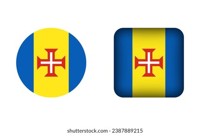 Flat Square and Circle Madeira Flag Icons