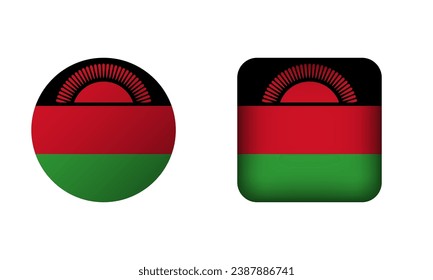 Plaza plana y Circle Iconos de bandera nacional de Malawi