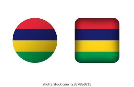 Flat Square and Circle Mauritius National Flag Icons