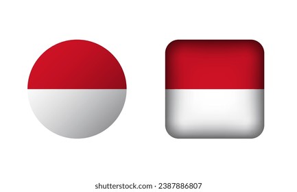Flat Square and Circle Monaco National Flag Icons