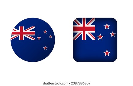 Flat Square and Circle New Zealand National Flag Icons