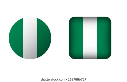 Flat Square and Circle Nigeria Flag Icons