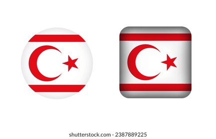 Flat Square and Circle Northern Cyprus Flag Icons