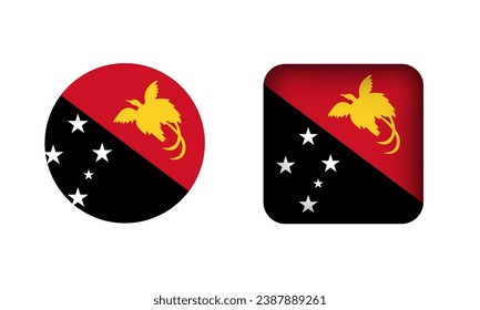 Flat Square and Circle Papua New Guinea Flag Icons